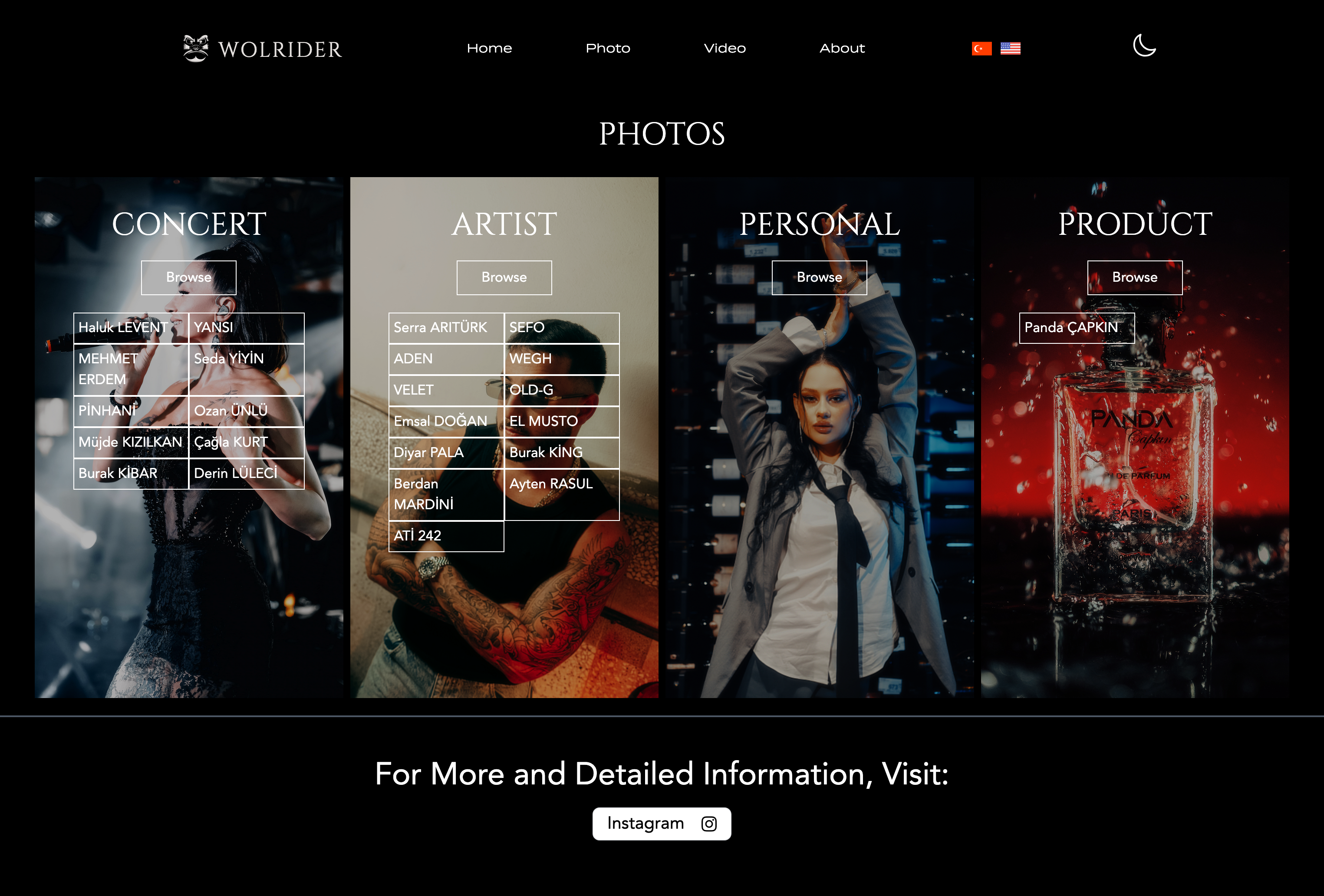 Wolrider photos page screen